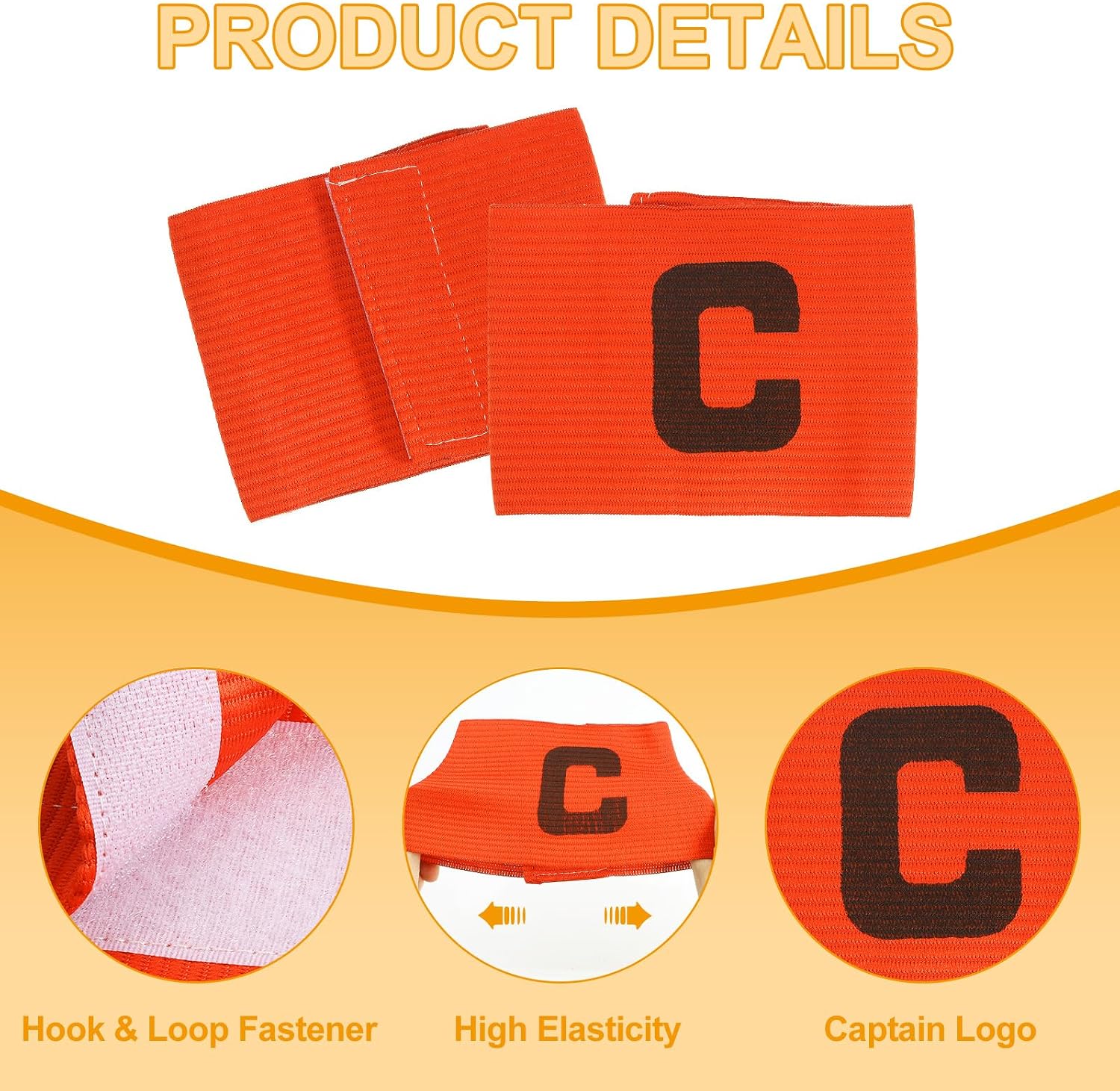 MECCANIXITY Soccer Captain Armband, Captain Arm Bands for Soccers Elastic Captain C Arm Band Sports Captain Armbands for Football Team Training Youth & Adult