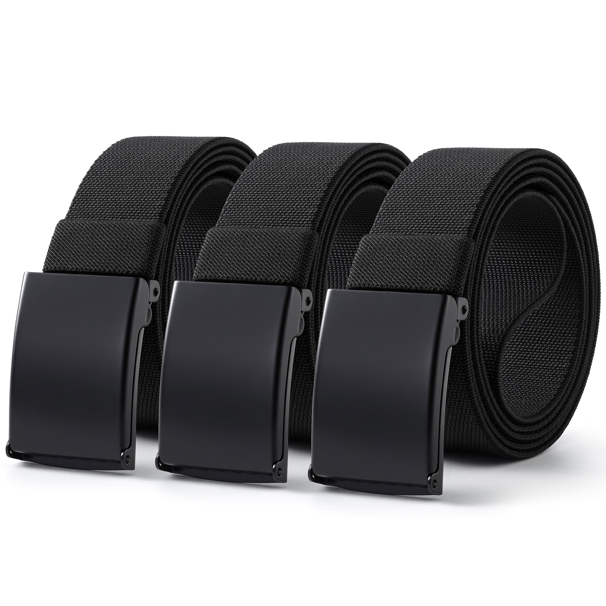 Mile High Life Stretch Canvas Belt for Men, Golf Casual Elastic Web Belt, Top Military Buckle, Adjustable Cut to Fit