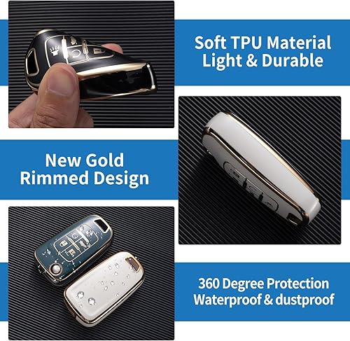 Miniatura 4 de Funda para llavero Chevy con llavero, funda protectora de 5 botones para Chevy Camaro Equinox Cruze Sonic Malibu GMC Terrain y Buick Lacrosse Regal