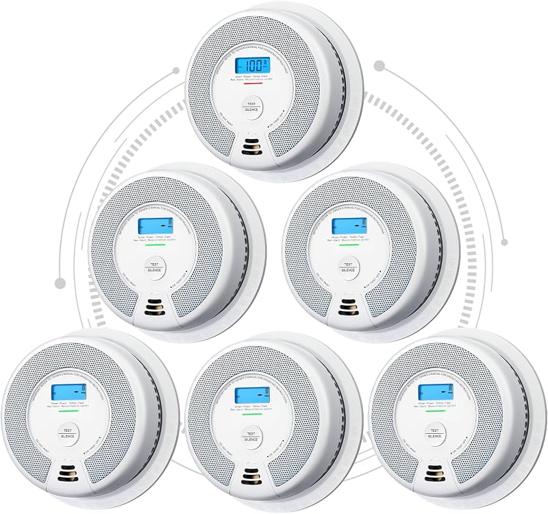 Interconnected Smoke and Carbon Monoxide Detector, 6-Pack | 10-Year Sealed Battery, UL 217 & UL 2034 Certified