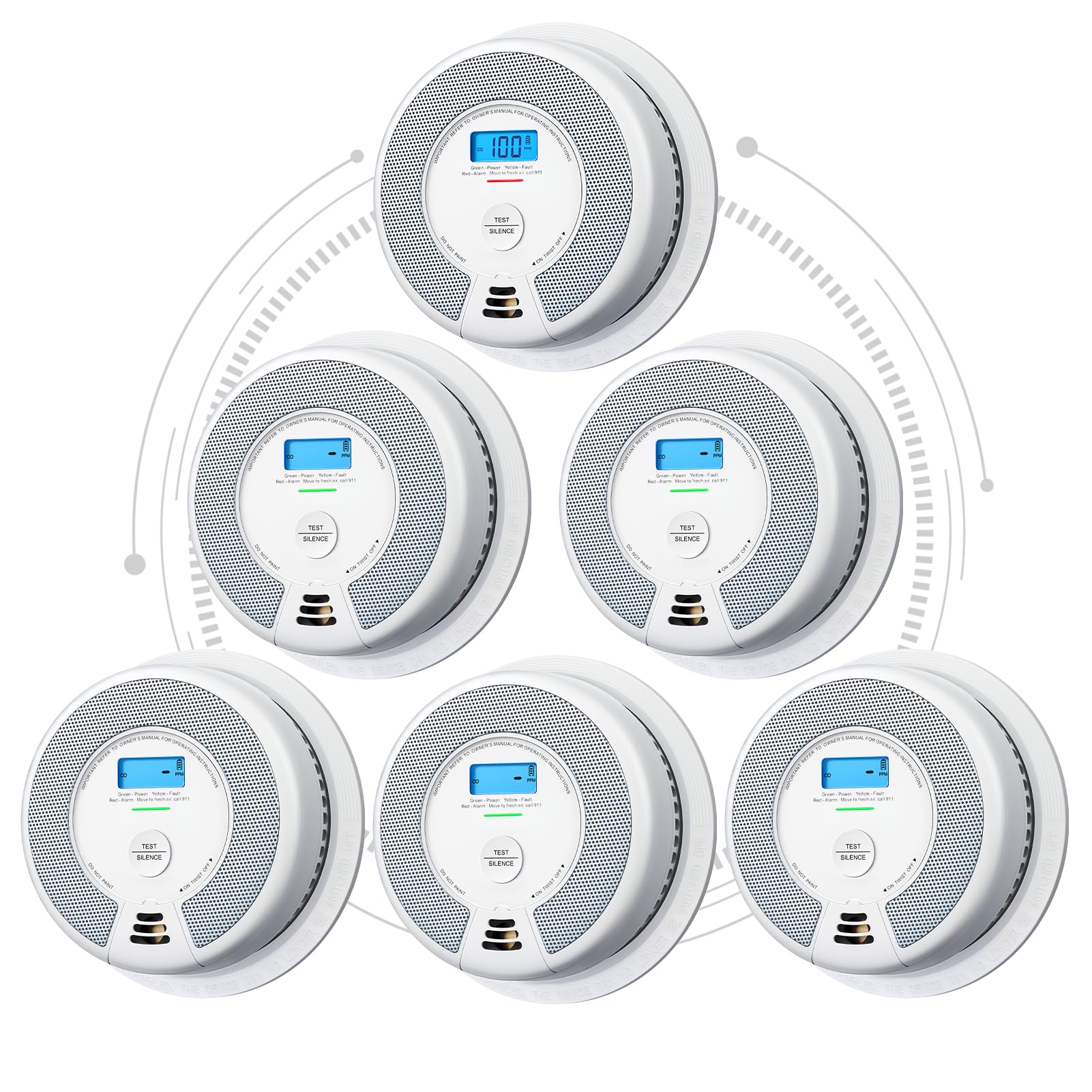 X-Sense Interconnected Smoke and Carbon Monoxide Detector, 6-Pack