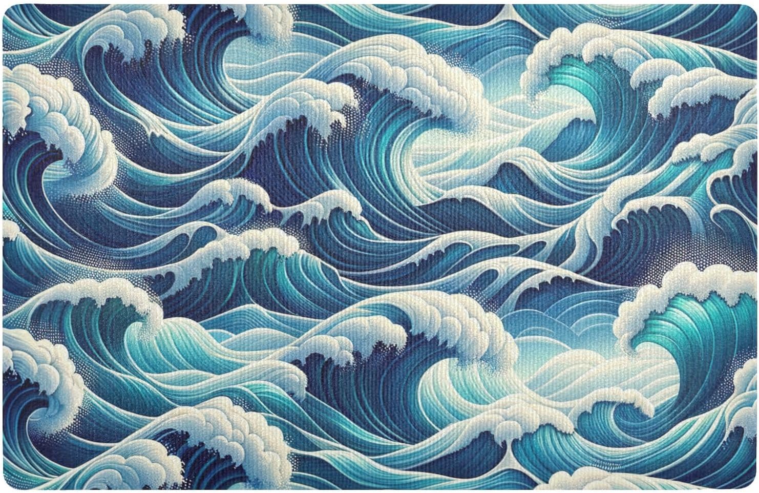 Door Mats Ocean Waves Sturdy Front Door Mat Indoor Door Mat Entryway Rug Floor Mats for House, 32x20 Inches