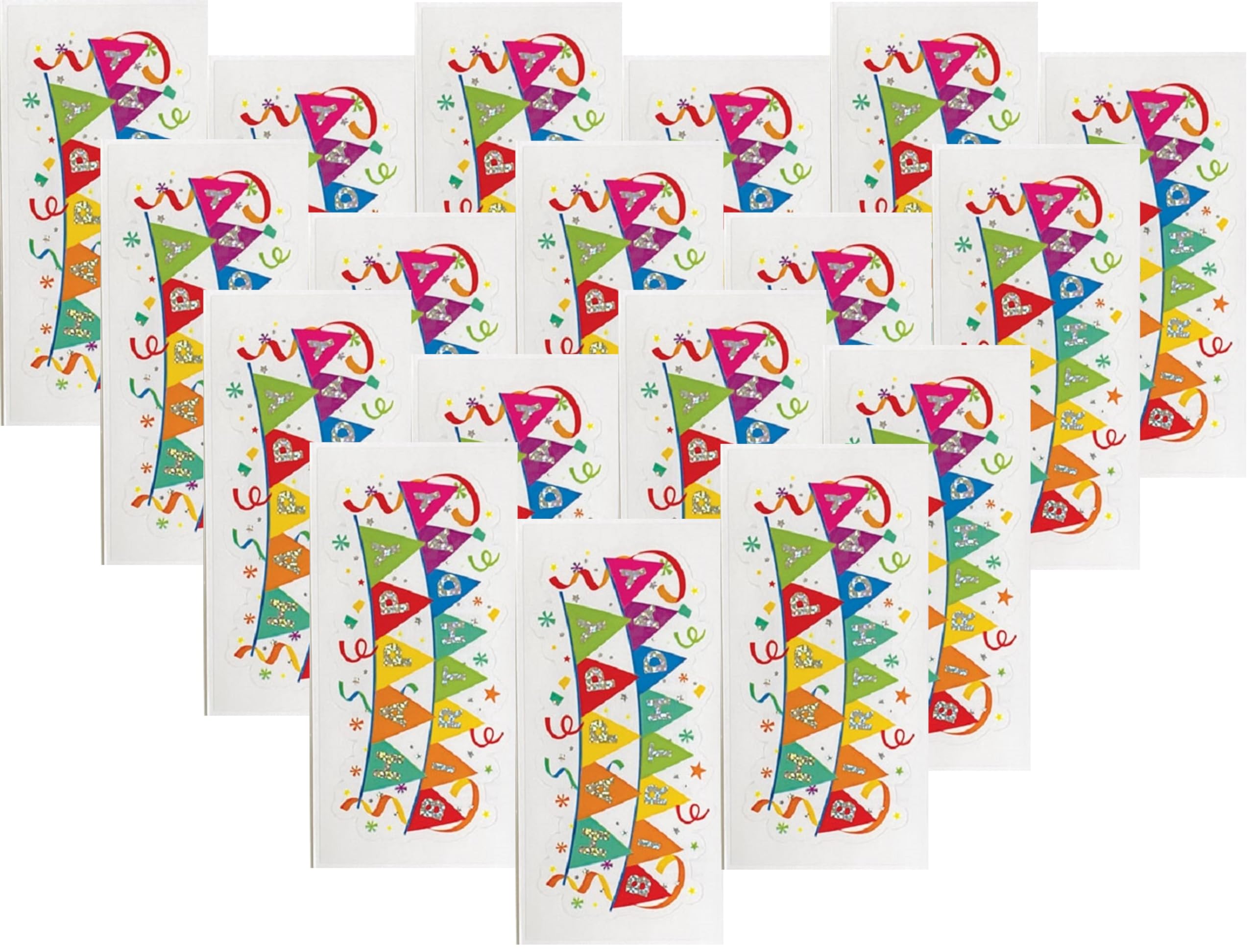 Autocollants bannières d'anniversaire lot de 18 feuilles colorées et variées