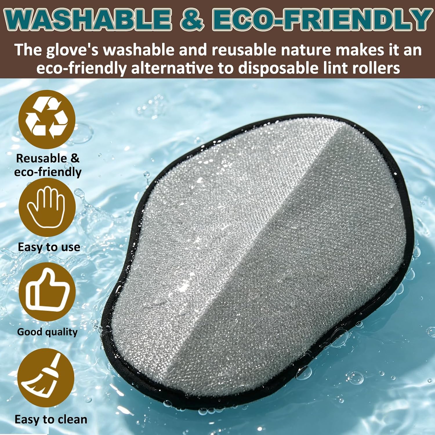 Pet Hair Removal Glove for Dogs Cats, Electrostatic Magic Brush | for Furniture, Couch, Carpet, Car Seat, Clothing & Bed - Reusable, Washable Mitt Tool Traps Dander, Hair & Dust