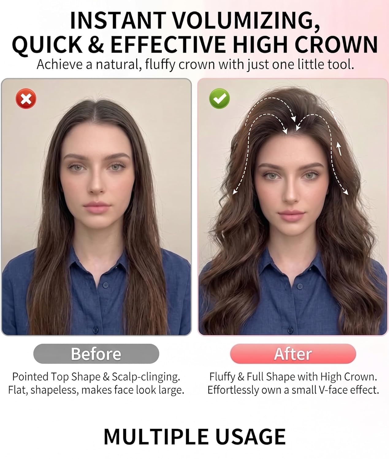 Volume Pincher Root Lift Hair Tool, Volumizing Hair Clips for Bangs Styling, High Crown Look, High Elasticity Strong Grip, Ultra Lightweight Portable Hair Volume Tool (Amber)
