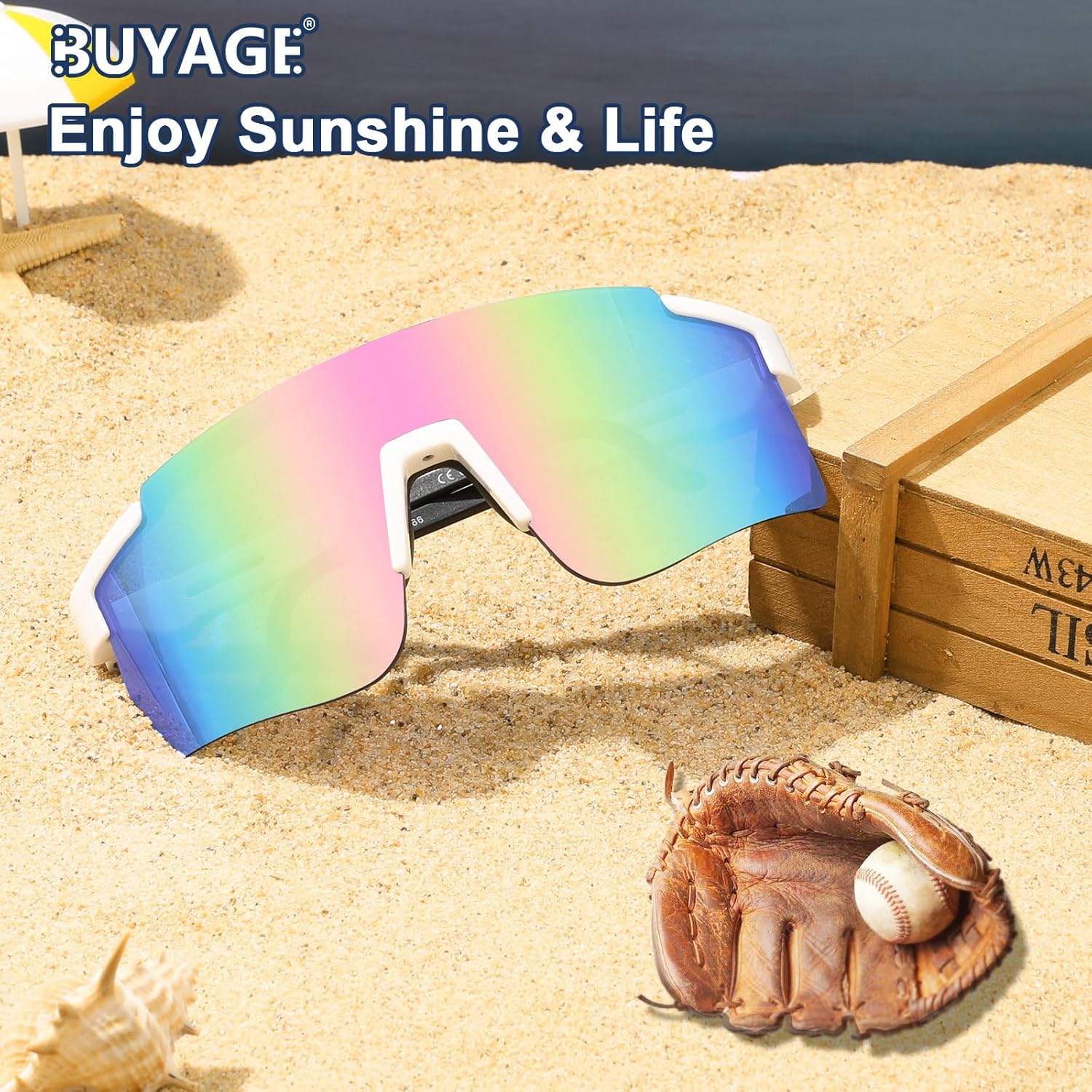 Cycling Glasses for Men Women, Youth Baseball Sunglasses Teens Softball Running Sports 80s Shades - Image 3