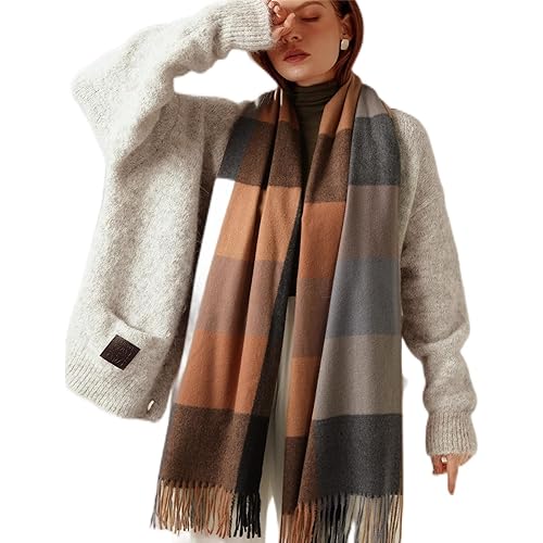 Tartan Plaid Scarves for Women Winter,Long Scarves for Women with Fringe,Super Soft Scarf for Women Winter