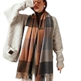 Women's Faux Cashmere Plaid Scarf - Ultra Soft, Warm Winter Wrap with Classic Checkered for Ideal Christmas Gift