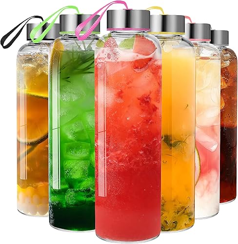 GoldArea Botellas de agua de vidrio  6 paquetes de botellas de vidrio de 18 onzas con tapas para jugo, limpiezas de jugo y botellas de jugo disponible en Yaxa Venezuela