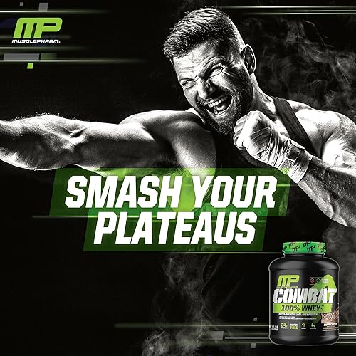 Miniatura 6 de MusclePharm Combat 100% suero de leche, proteína de suero en polvo, capuchino, 5 libras, 73 porciones