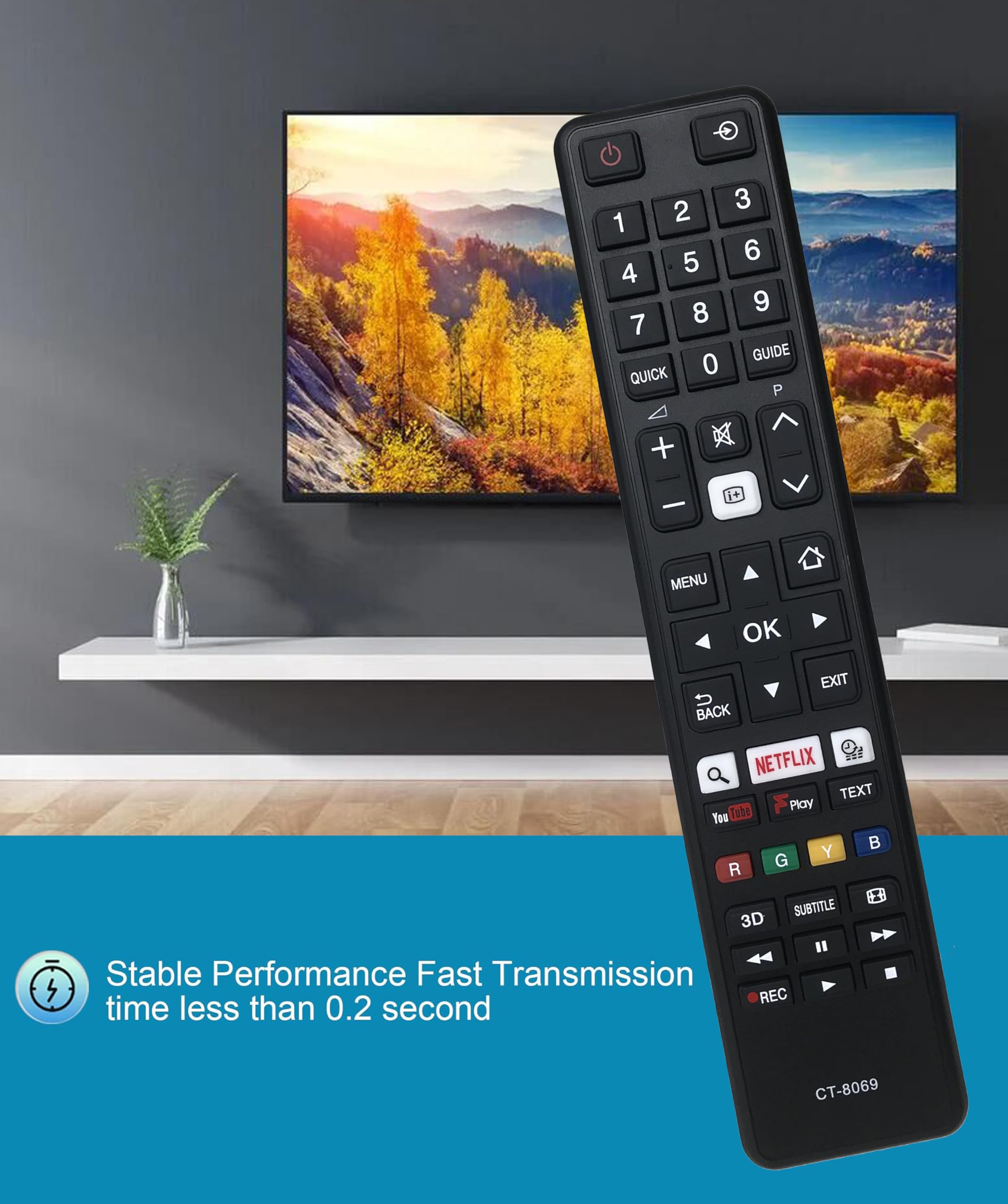 CT-8069 Replacement Remote Control for Toshiba TV 32D3753DB 32L3753DB 32W3753DB 43U6763DB 49U6763DB 49U5766DB 55U5766DB 65U6763DB 75U6763DB - Image 2
