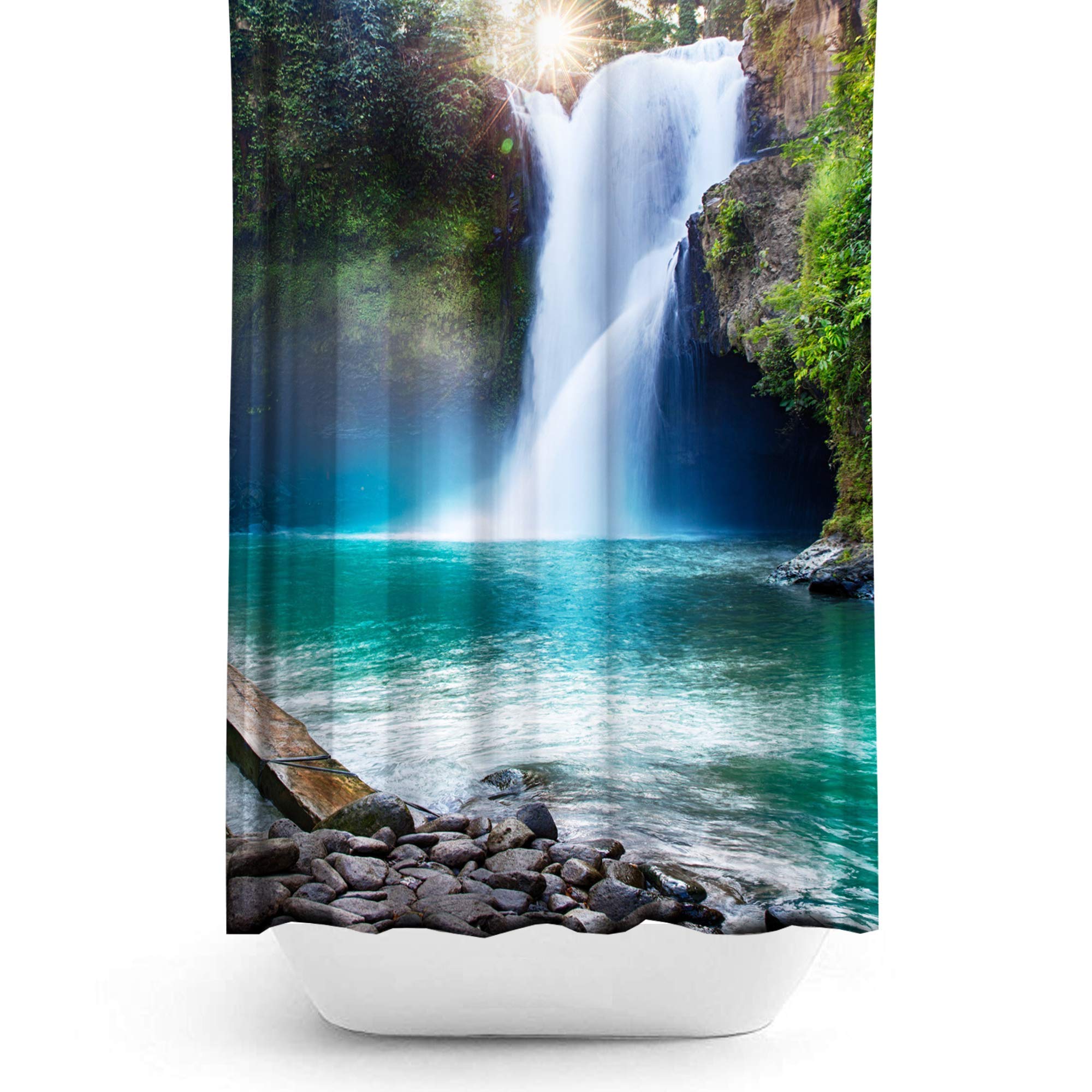 Tropik Home Waterfall Extra Long Fabric Shower Curtain, 180 Wide by 200CM Drop