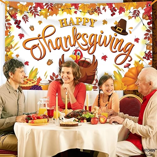 Miniatura 8 de KatchOn, Cartel de Feliz Acción de Gracias, extragrande, 72 x 44 pulgadas, telón de fondo de Feliz Acción de Gracias para decoraciones de Acción de