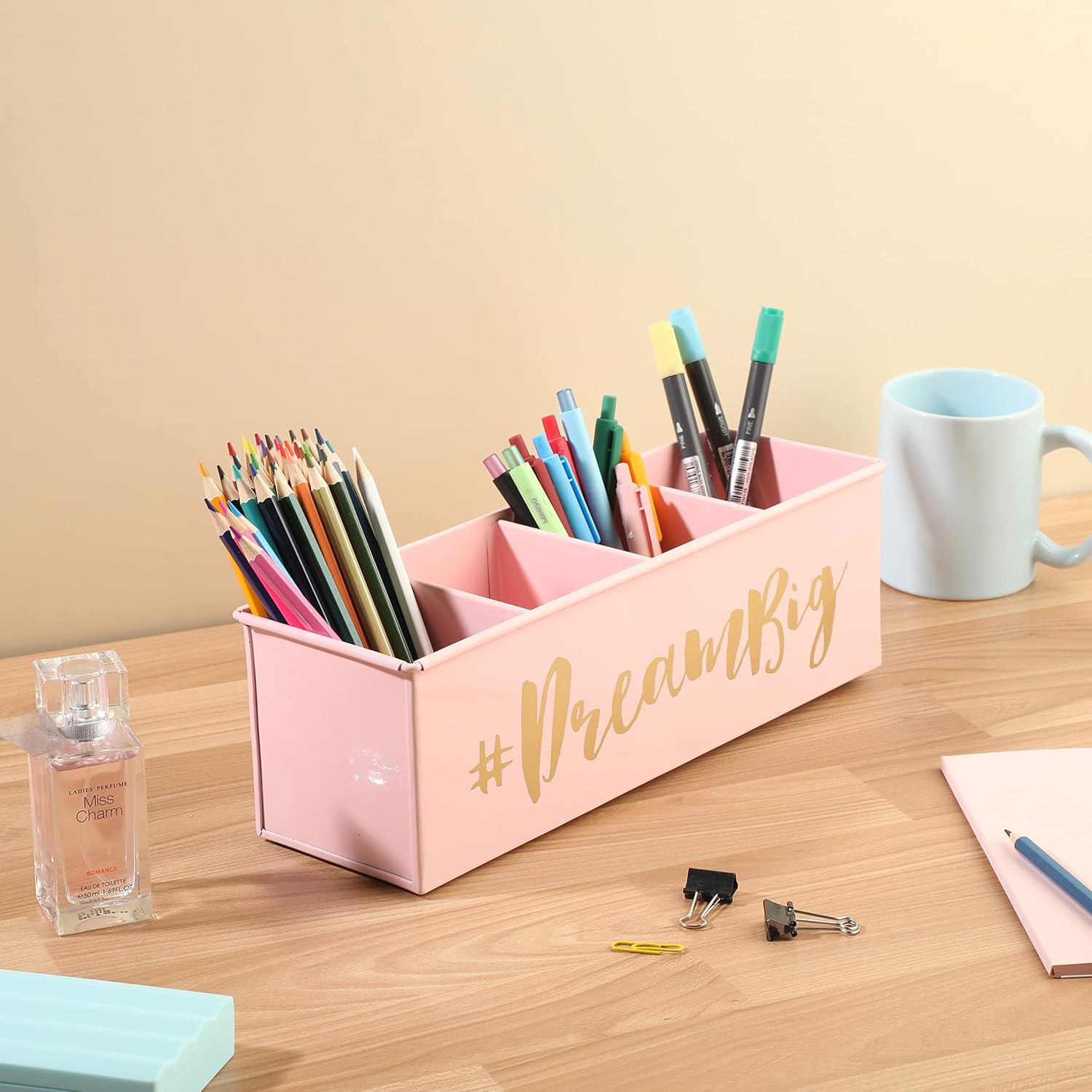 Pen Holder for Desk | Good Vibes Pencil Holder for Home Office Desk Organizer Tabletop Decoration | Pencil Holder Organizer for Desk Accessories