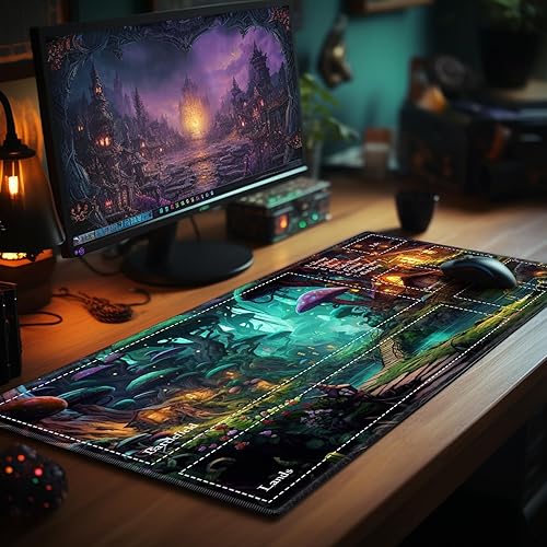 Miniatura 6 de EDGFRTOIO Tapete de juego con zonas para juegos de cartas MTG, alfombrillas de juego mágicas de mesa de 24 x 14 pulgadas, mesa de juego de mesa