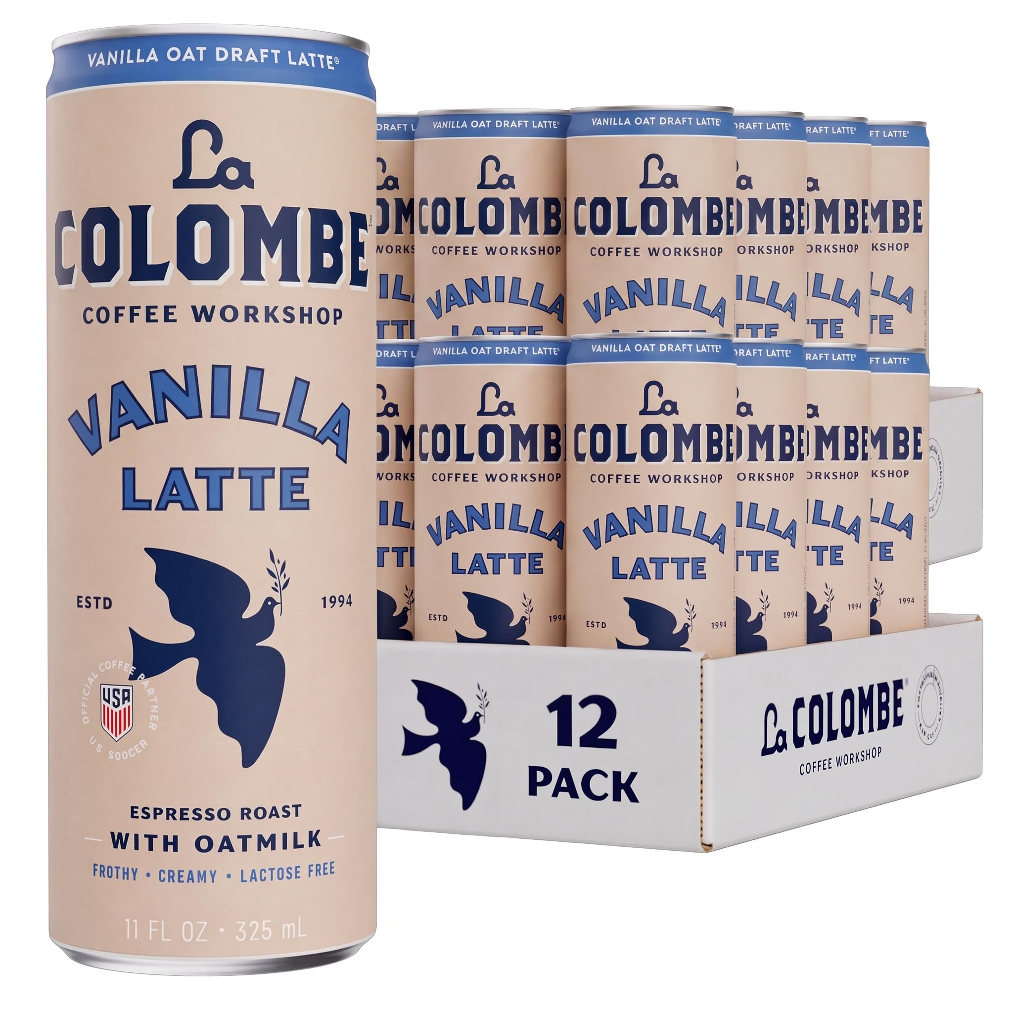 Coffee, Oatmilk Vanilla Latte, 11 fl oz Cans, Coffeehouse Quality Cold Brew, Specialty Grade Coffee Beans, Ready-to-Drink On-the-Go, (Pack of 24) by La Colombe – Model LCT00521