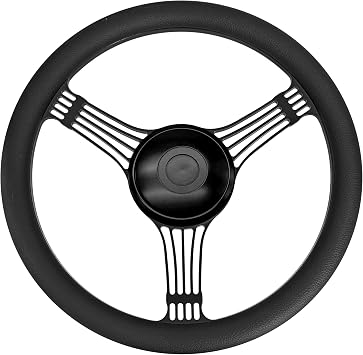 X-AVION 14" X2 Billet Black GM Classic Car Steering Wheel Leather Half Wrapped Banjo Style Steering Wheel with 9 Bolt Horn Button, Fits Most 1967-94 GM Cars