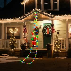 Amazon.com: Baquler LED Christmas Light 7ft Christmas Decorative Ladder ...