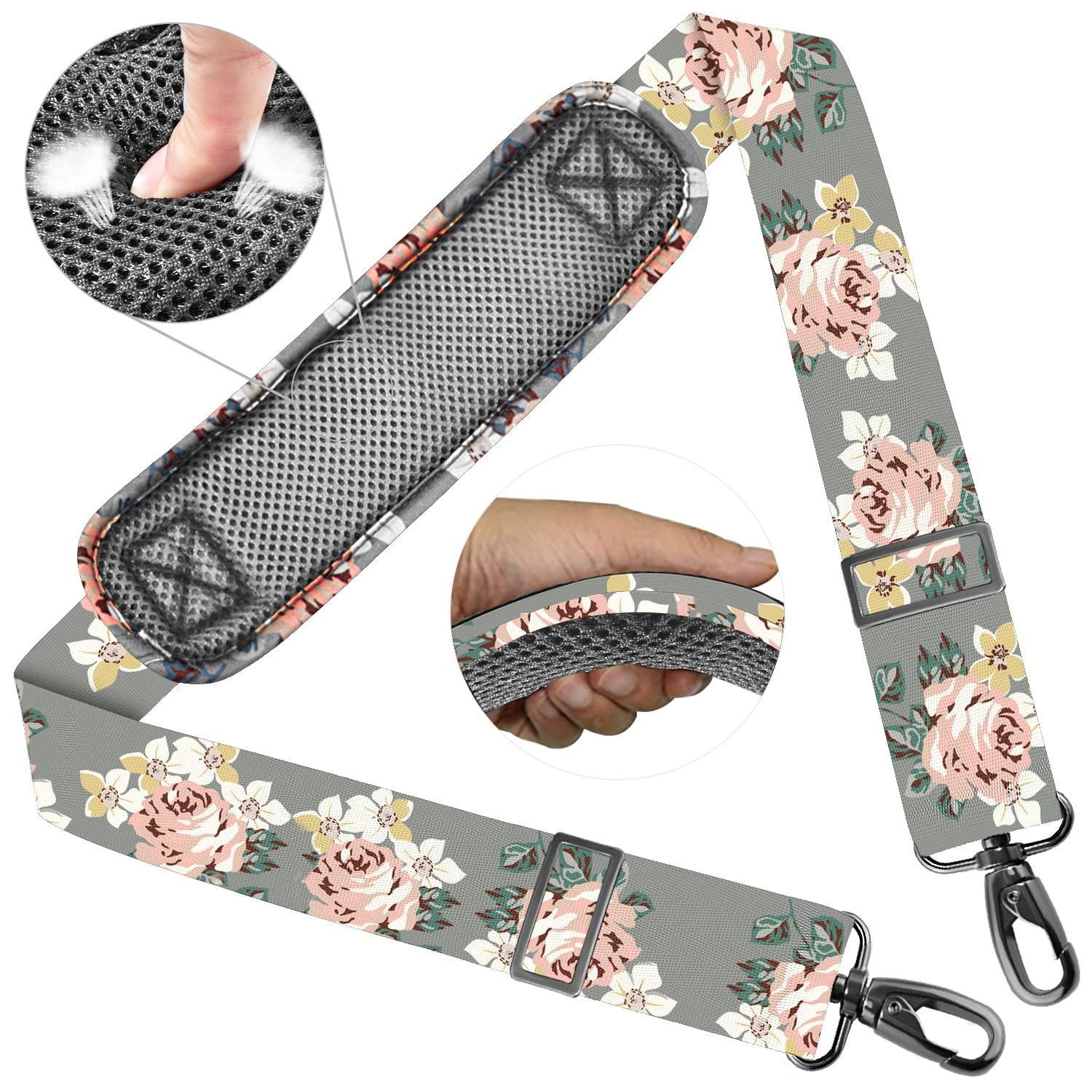 ZINZ Shoulder Strap 58" Ultra-Thick Fixed Padded and Adjustable Buckles Crossbody Strap for Briefcase Laptop Bag Luggage