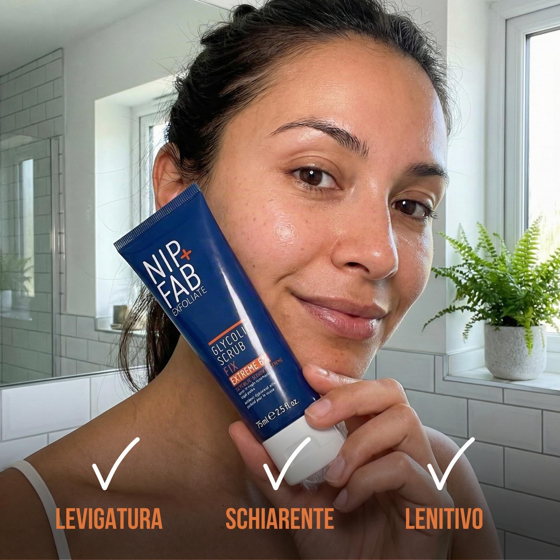 Nip + Fab Glycolic Fix Scrub Estremo – Peeling Viso con 6% Acido Glicolico – Peeling 3-in-1 AHA/BHA per Minimizzare i Pori e Levigare la Pelle, 75 ml