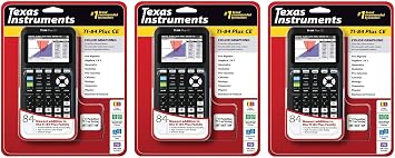 Texas Instruments TI-84 Plus CE Graphing Calculator, Black, Pack 3