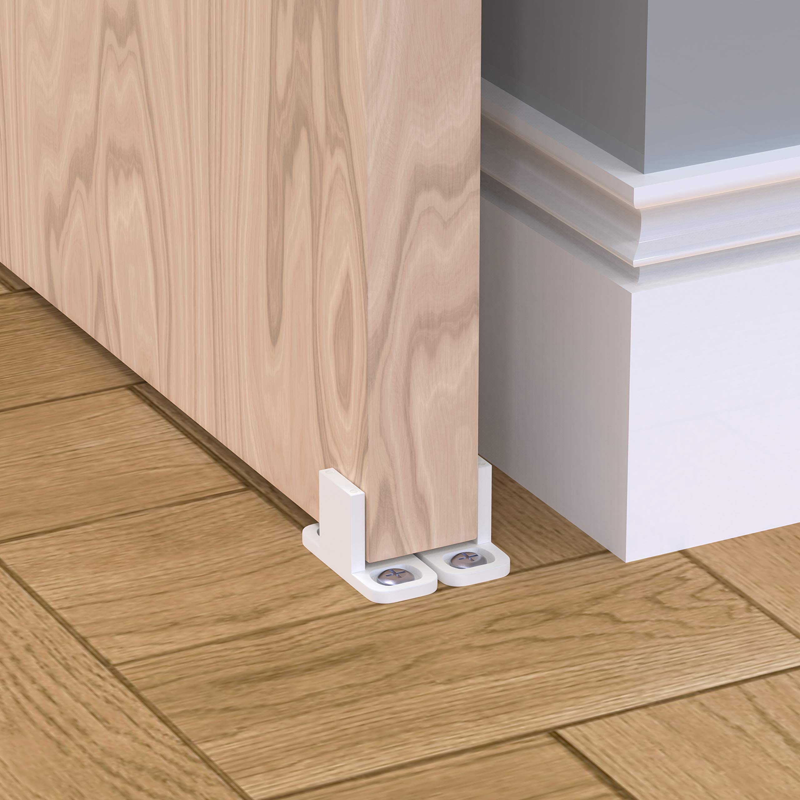 Sliding Closet Door Guides White Barn Door Floor Guides (4 Pack) by