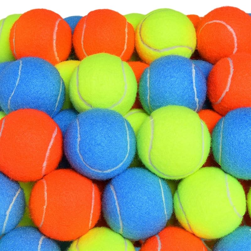 Bolas para cães de borracha e feltro Gonioa para buscar, 6,35 cm, multicoloridas, pacote com 30