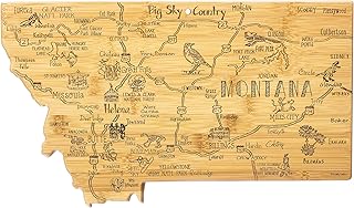 Totally Bamboo Destination Montana State Shaped Serving and Cutting Board, Includes Hang Tie for Wall Display