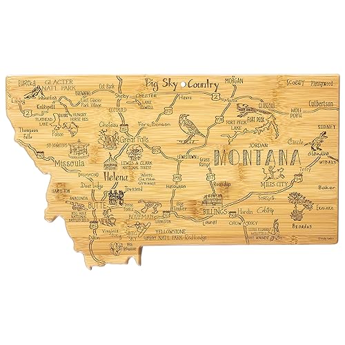Totally Bamboo Destination Montana State Shaped Serving and Cutting Board,