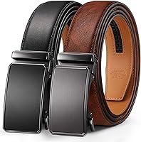 Zitahli Men's Ratchet Leather Belt 2-Pack - Adjustable No-Hole Buckle for Business, Casual, Golf & Jeans - Ideal Gift
