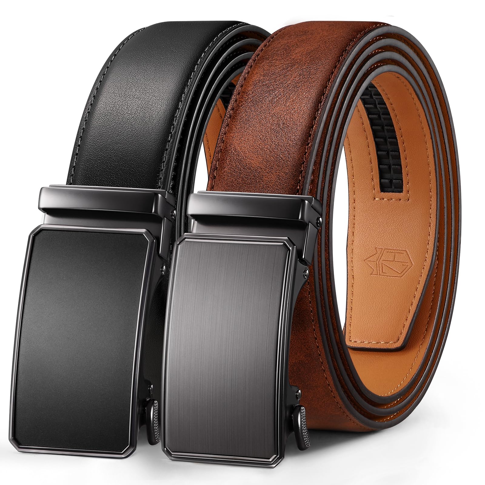 Zitahli Mens belt 2 Pack - Men Leather Belt Design for Work Business and Casual Golf Jeans-Mens Accessories