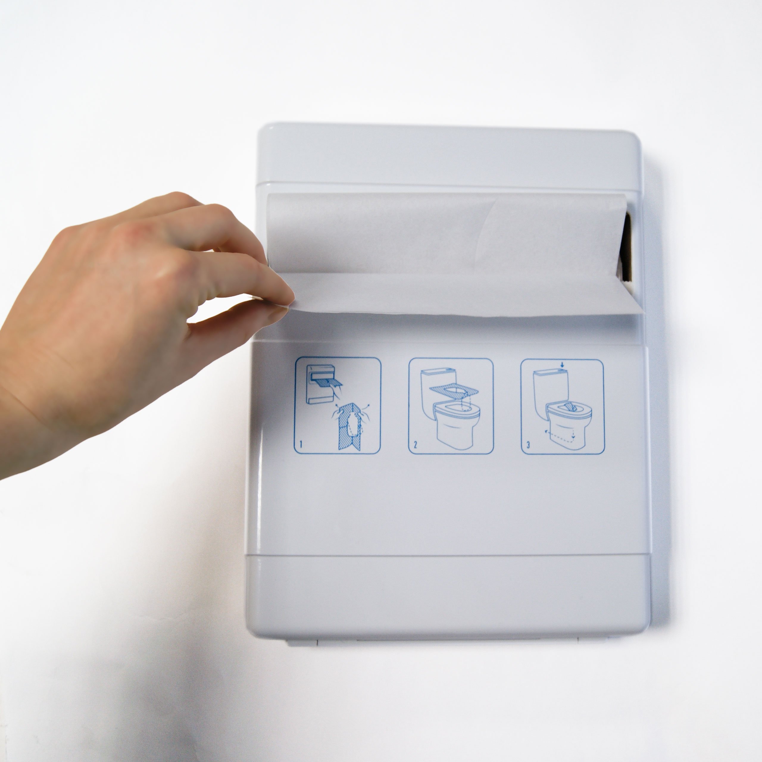 Sanitaires Commerciaux - Distributeur de Couvre-Sièges de Toilette - Fixation Murale - Blanc