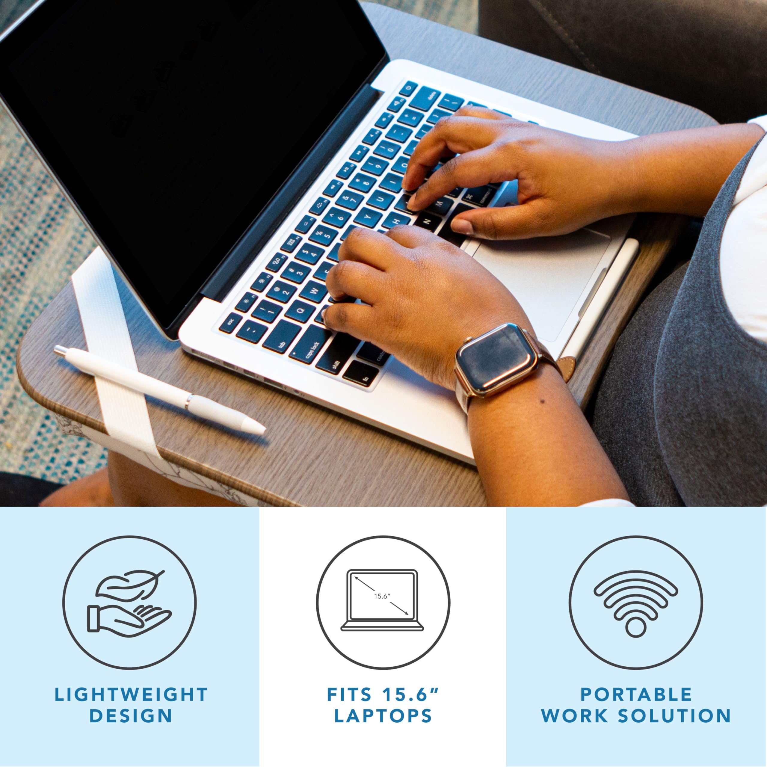 LAPGEAR Scrivania per laptop con supporto per telefono e fermo per dispositivo, motivo colibrì, adatta per computer portatili fino a 15,6 pollici, modello n. 45413