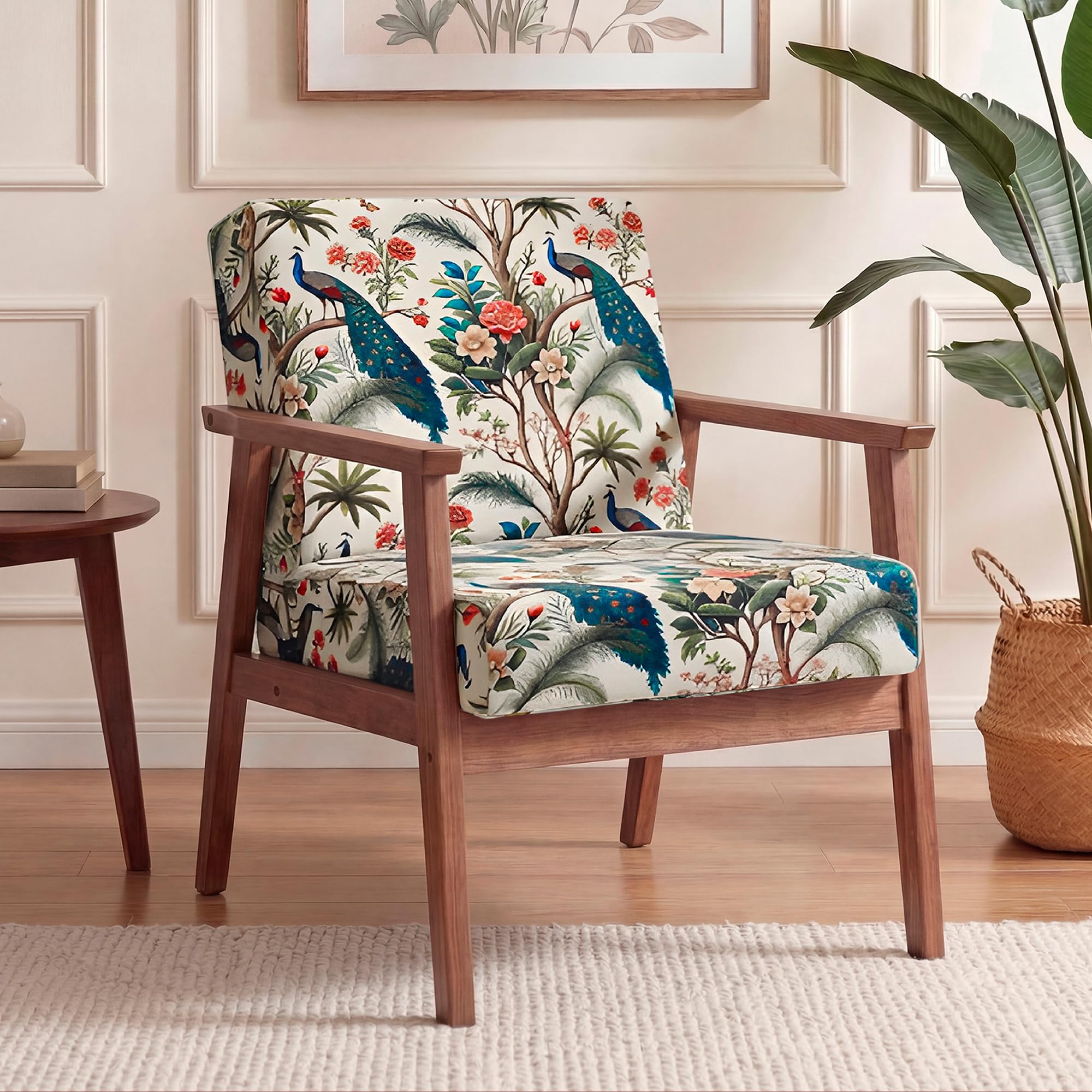 HOKIPO ‘Whispers of Nature’ Premium Velvet Printed Sofa Seat Cushion Cover Set | Anti-Slip Stretch Fit Slipcover for 1/2/3 Seater – Pack of 4, Multicolor Tropical Peacock (IN-888-D1*4)-image-28