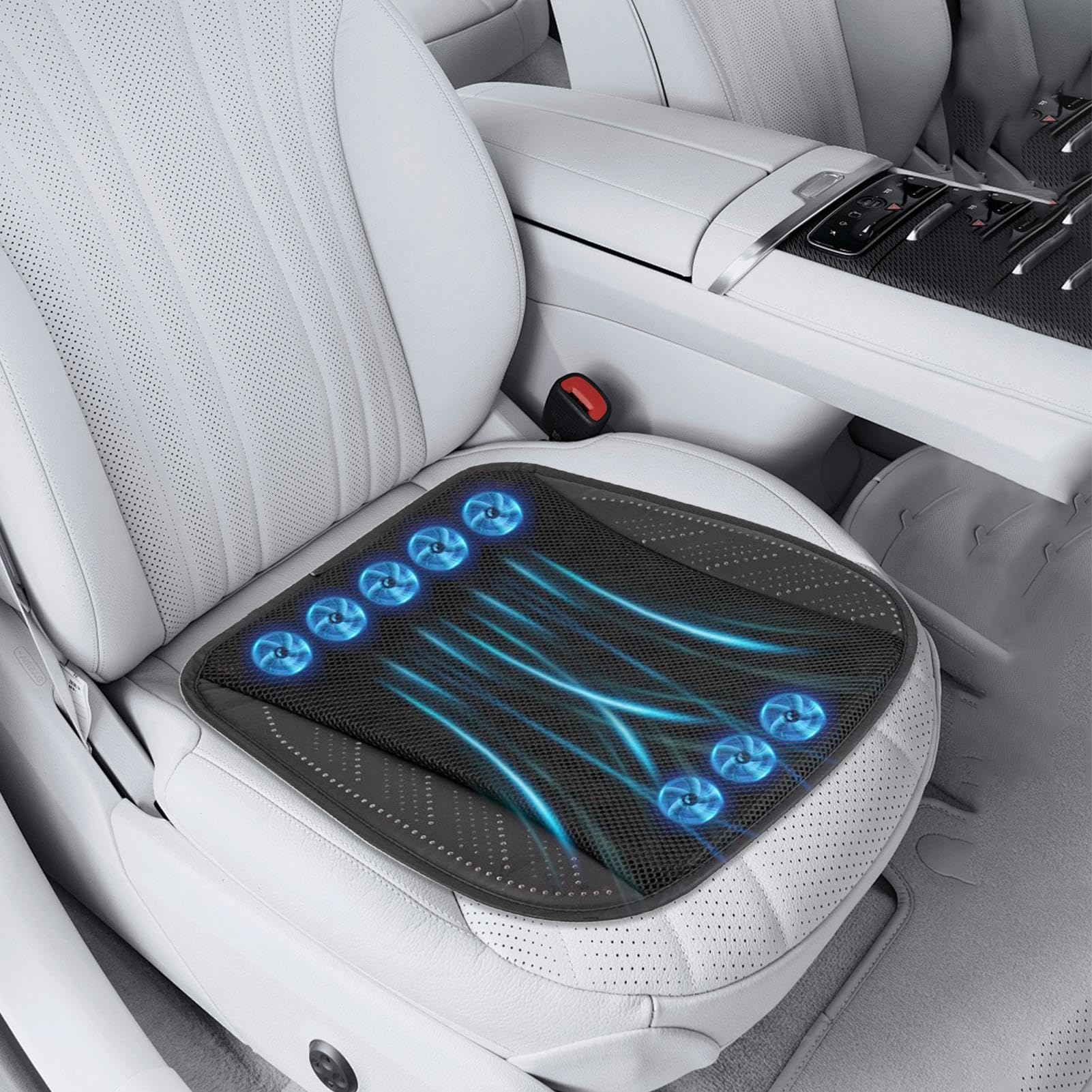 Almohadilla Refrescante Para Asiento De Coche Cojín De Asiento Para Coche | Con Ajuste De Flujo De Aire 3 Velocidades Para Conductor Camión Ancianos Silla De Ruedas