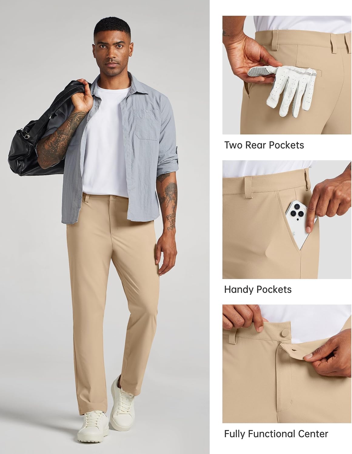 Willit Mens Golf Pants Stretch Comfy Work Dress Pants 28''/30''/32''/34'' Lightweight Casual Pants Slacks with Pockets - Image 6