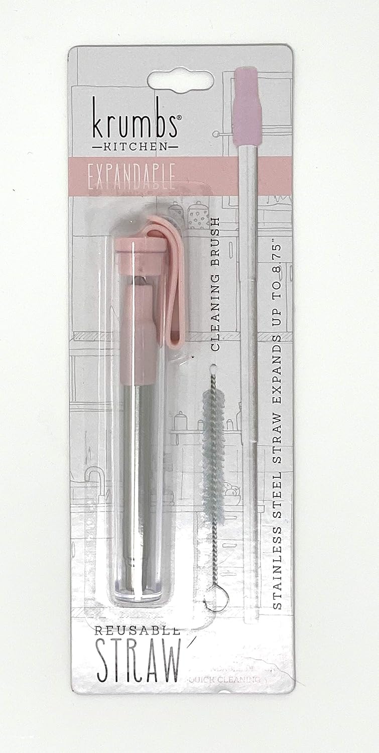 Krumbs Kitchen Reusable Stainless Steel Expandable Straw