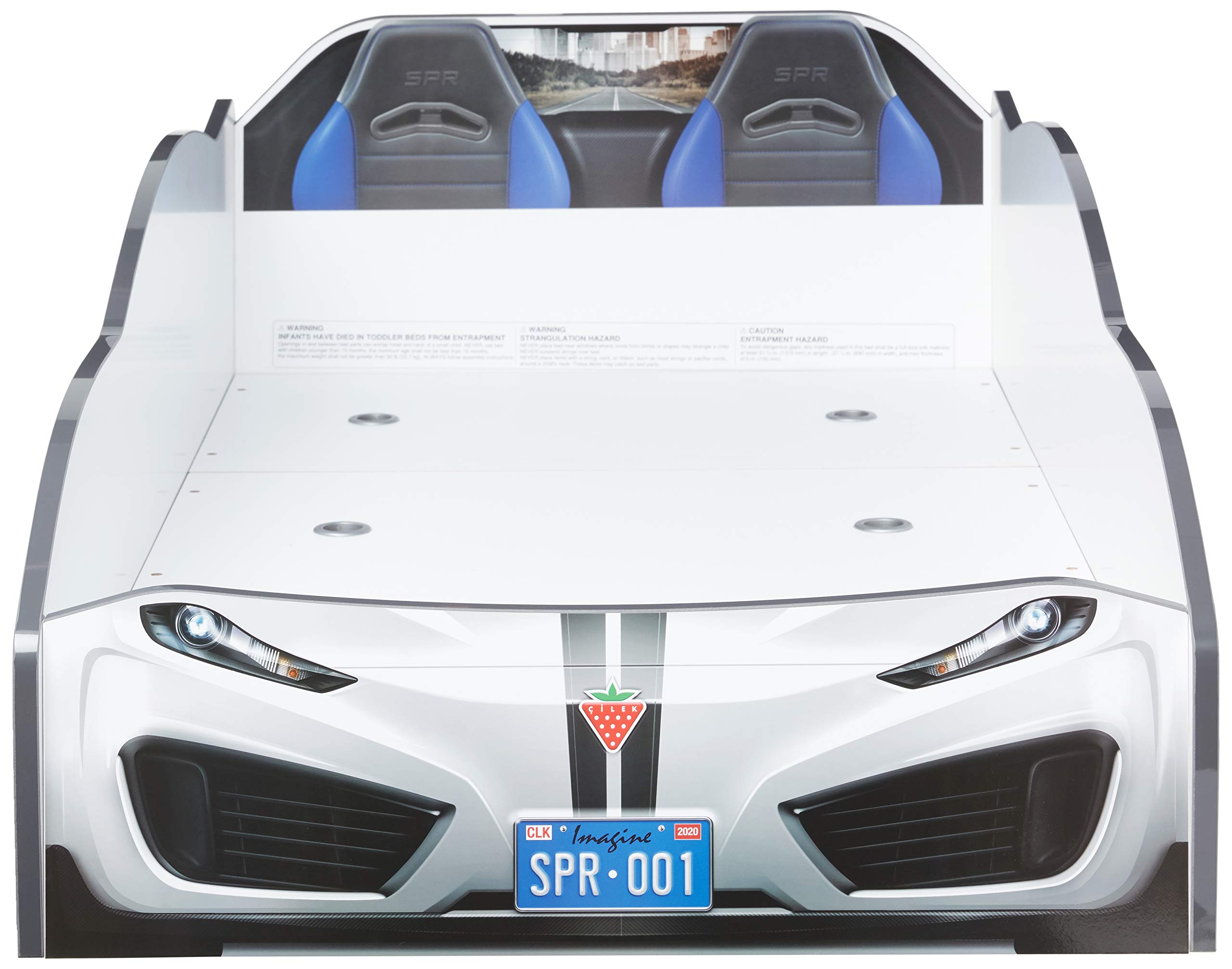 Cilek Spyder Race Car Toddler Bed Frame, Toddler White