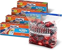 Hefty Calendar Slider Gallon Freezer Bags - Date Labels, Freezer Burn Protection, Stand & Fill Bottoms, 100 Count (4x25 Packs)