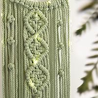 Vista 3 de ANROYE Colgante de pared tejido de macramé bohemio, crochet, luna creciente, estrella, atrapasueños con borla larga, algodón verde, hecho a mano