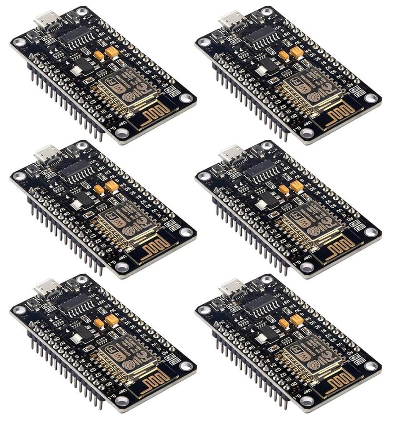 6-Pack ESP8266 V3 ESP-12E,Aideepen 30PIN NodeMCU ESP8266 V3 ESP-12E Development Board WLAN Module CH-340 for NodeMCU for ESP-12E for Arduin0