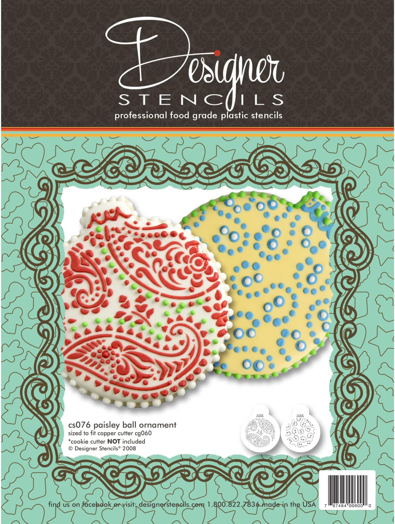 Paisley and Circles Christmas Ball Ornament by Designer Stencils