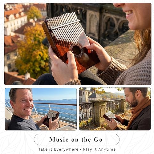 Miniatura 5 de Kalimba - Piano de pulgar de 17 teclas, piano portátil de dedo Mbira, regalos para niños y adultos principiantes
