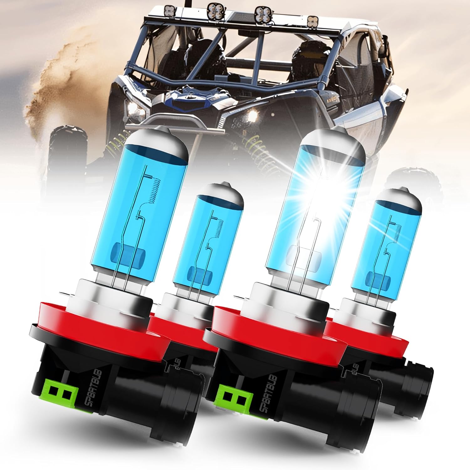 compatible with Can Am Defender 2016-2023 Lights Headlight Bulbs High Low Beam H11/H9/H8,6000K For Can-Am UTV, 4PCS