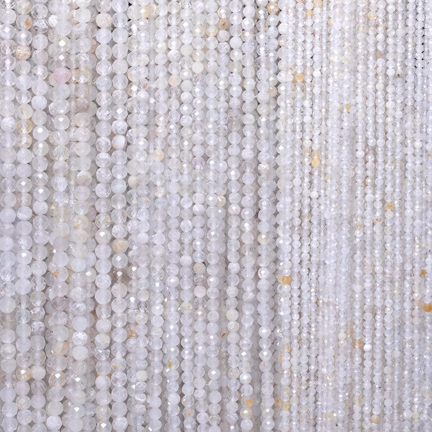 3mm 120pcs Natural White Topaz Stone Beads, Songxi Small Faceted Round Loose Gemstone Beads for Jewelry Making, DIY Art and Craft, Bracelet for Necklace (1 Strand)