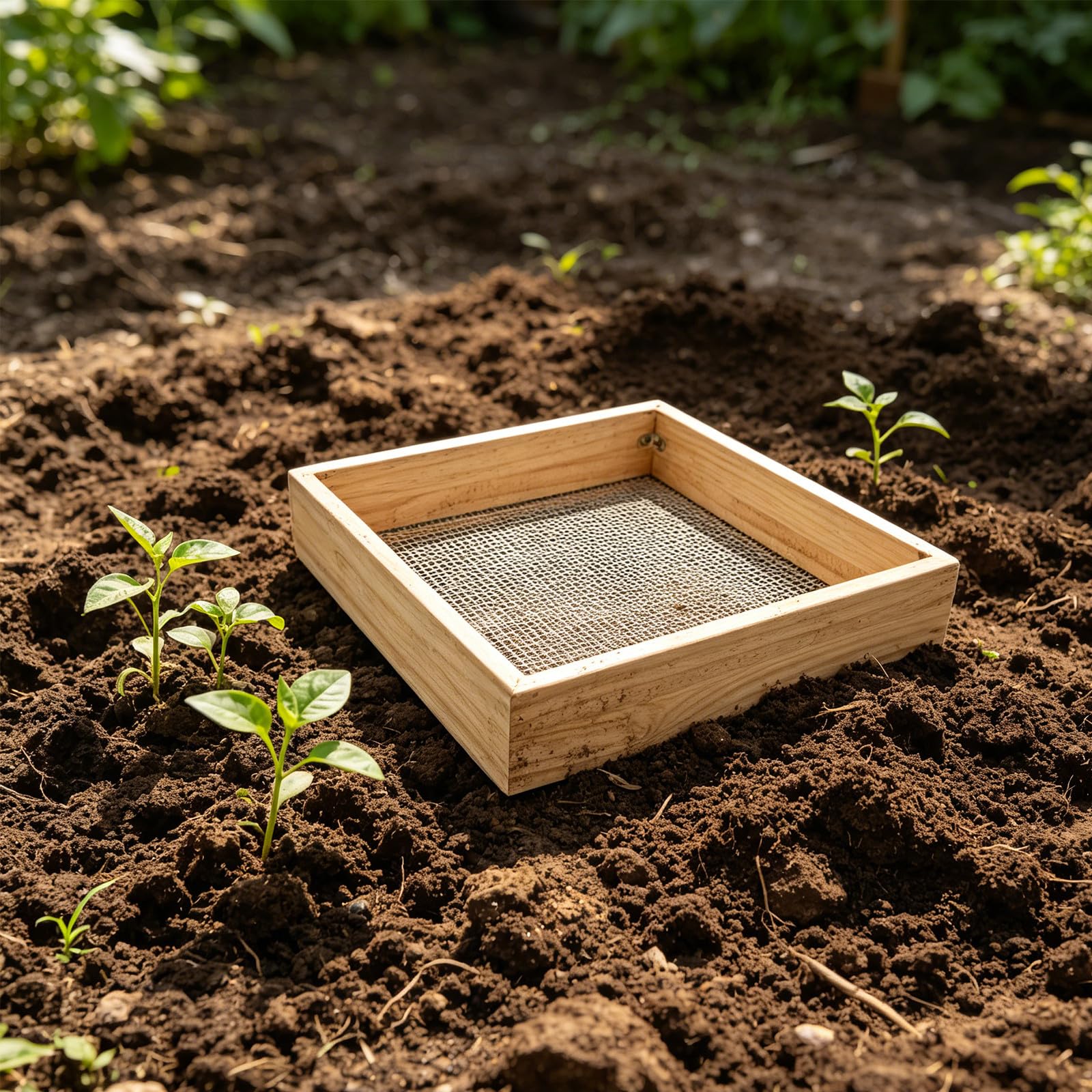 Toddmomy Setaccio da Giardino - 38x38 cm, setaccio Multiuso per terriccio, Manuale, con Maglia da 6 mm x 6 mm, Ideale per Compost, Sassi, Terra, Foglie e terriccio per vasi.
