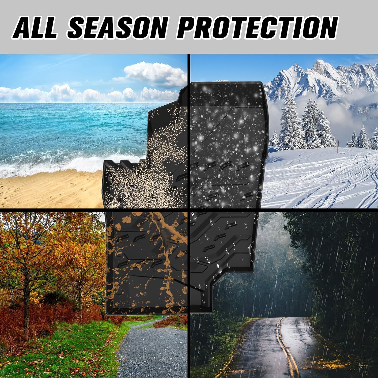 HAKA TOUGH Floor Mats for Can-Am Commander 2021-2024 Accessories 2018-2024, TPE Floor Liners for Can-Am Maverick Trail Front Row All-Weather Protection Slush Mats and Non-Slip Design Rubber, 2PCS