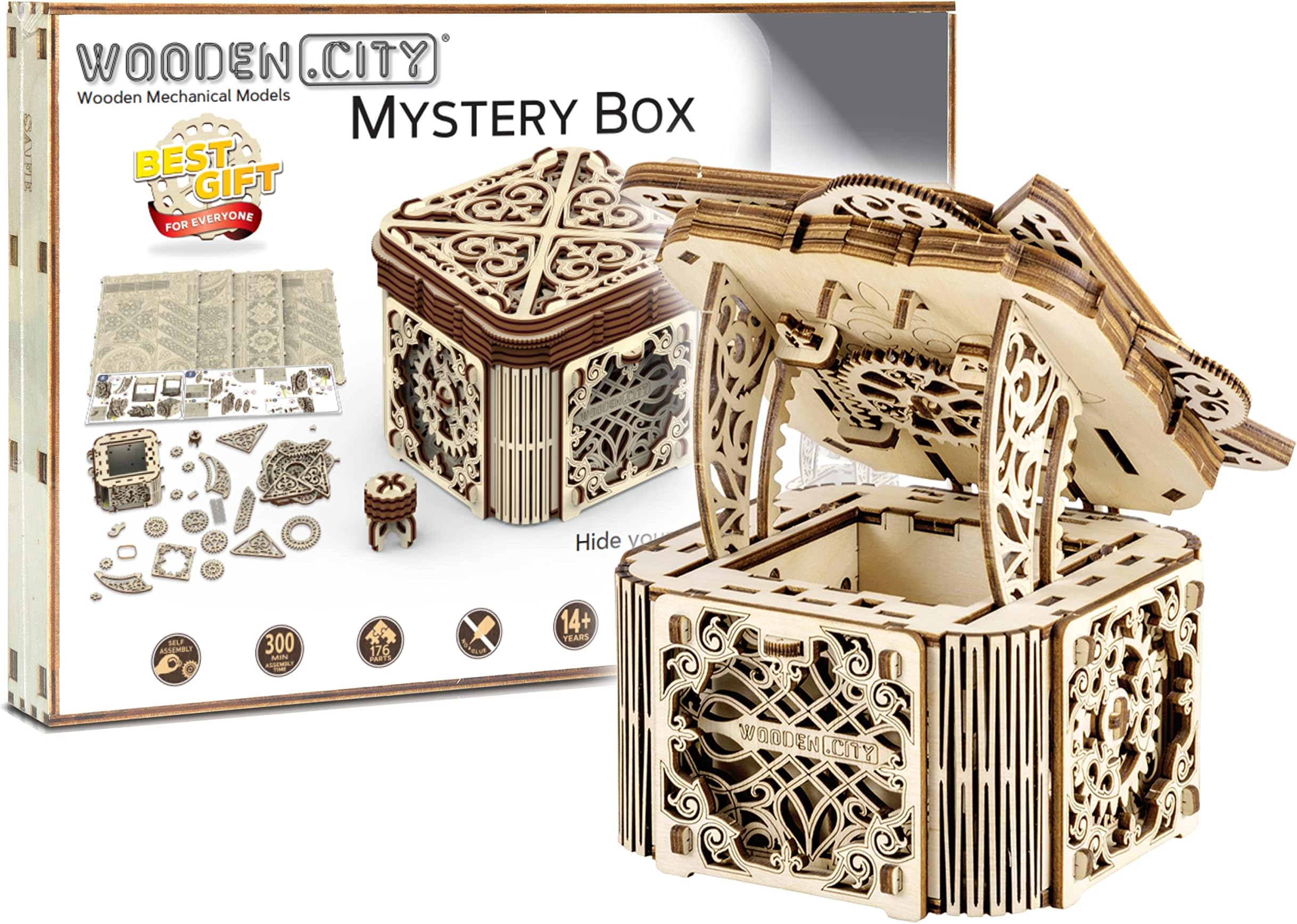 Wooden.City 3D Wooden Puzzle Mechanical Model for Adults and Teens, Mystery Box, DIY Kit for Self-Assembly, No Glue Required