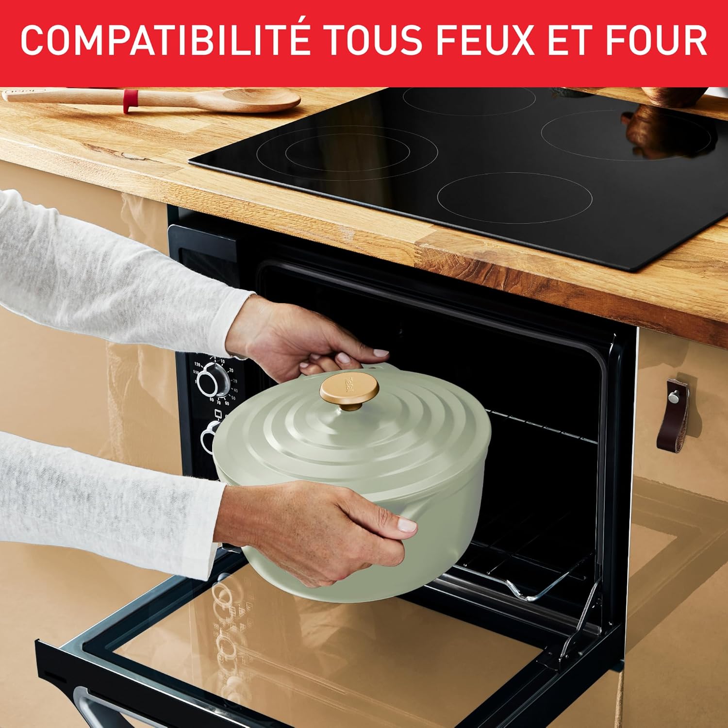Tefal Cast aluminium casserole 24 cm, 4-5 persons, Induction, Lightweight cast aluminium, Easy cleaning, Ceramic coating, Condensation lid, Oven, Air Soft Light E2664625