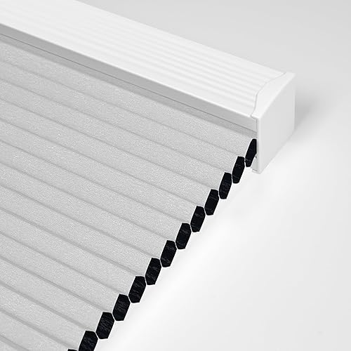 Boolegon Persianas celulares opacas inalámbricas con combinación de color, persianas celulares con aislamiento térmico para ventanas, color blanco